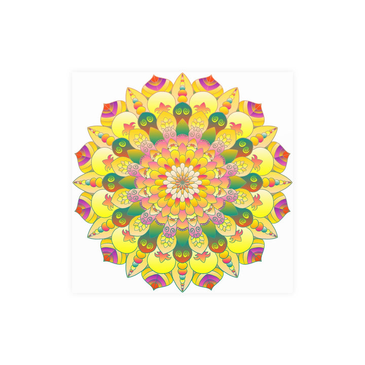 Vibrant Yellow & Pink Mandala Art Print Poster - Blululi