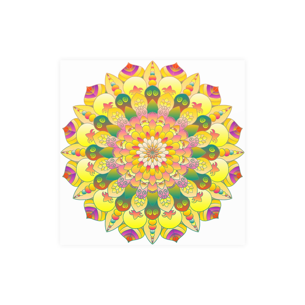 Vibrant Yellow & Pink Mandala Art Print Poster - Blululi