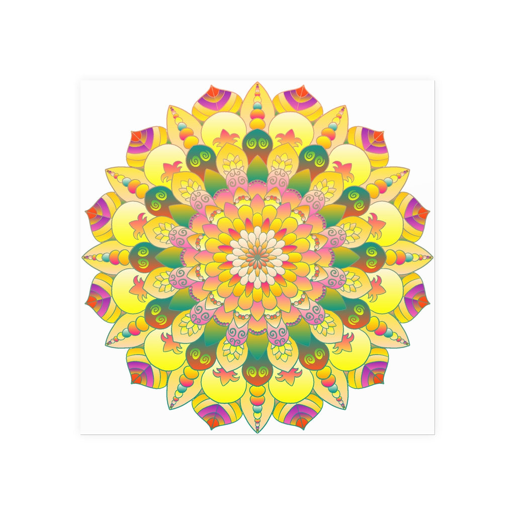 Vibrant Yellow & Pink Mandala Art Print Poster - Blululi