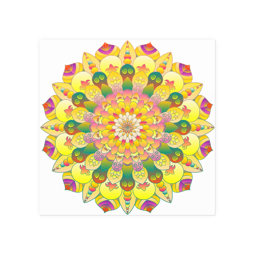 Vibrant Yellow & Pink Mandala Art Print Poster - Blululi