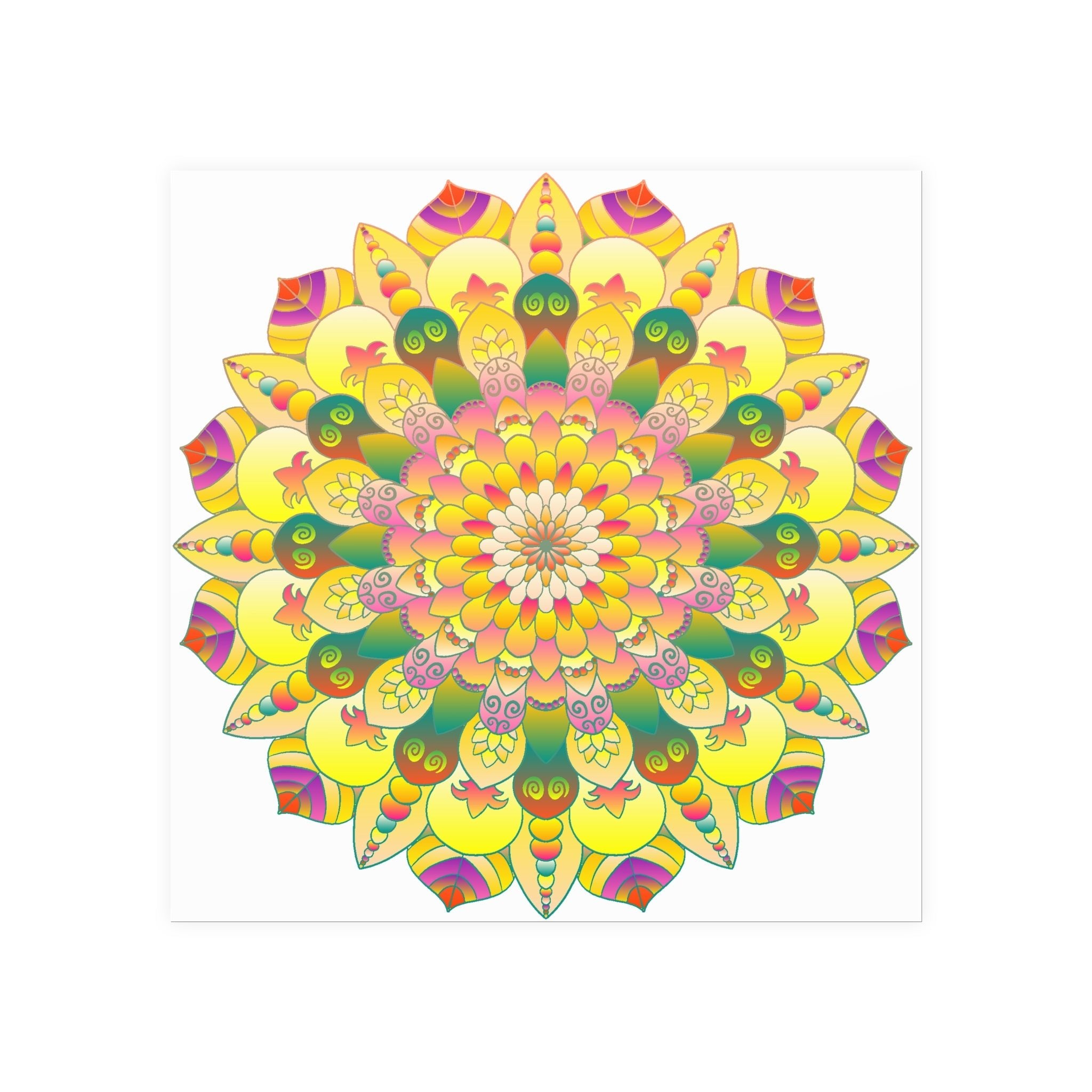 Vibrant Yellow & Pink Mandala Art Print Poster - Blululi