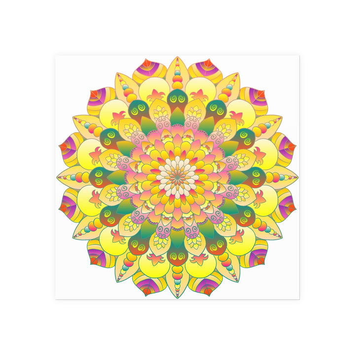 Vibrant Yellow & Pink Mandala Art Print Poster - Blululi