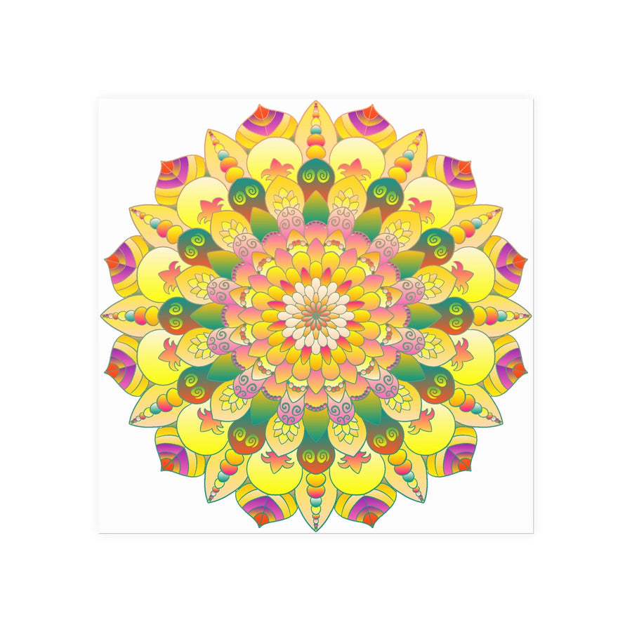 Vibrant Yellow & Pink Mandala Art Print Poster - Blululi