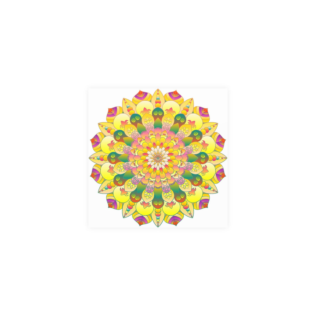 Vibrant Yellow & Pink Mandala Art Print Poster - Blululi