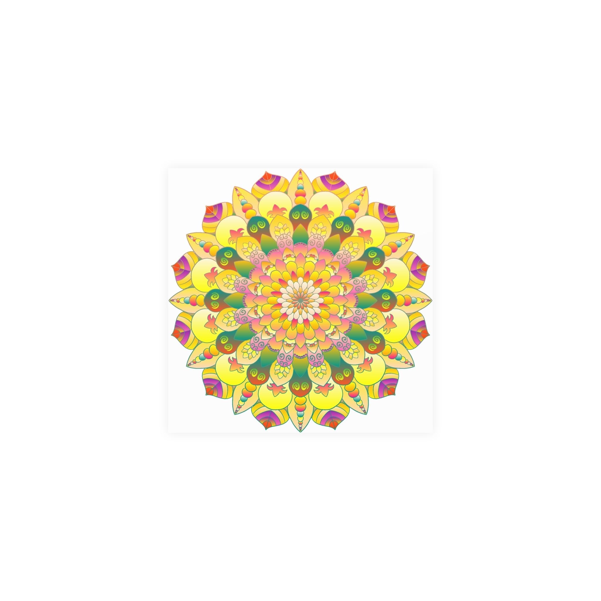 Vibrant Yellow & Pink Mandala Art Print Poster - Blululi