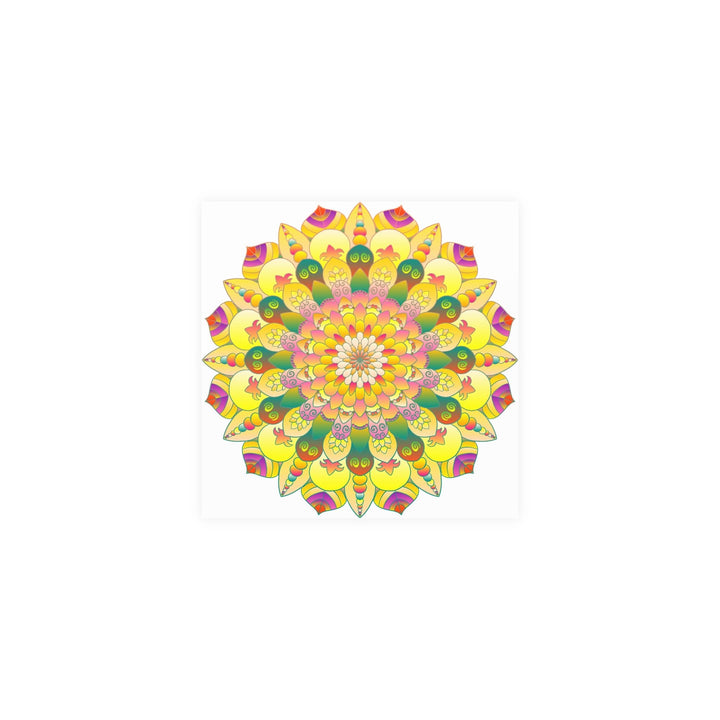 Vibrant Yellow & Pink Mandala Art Print Poster - Blululi