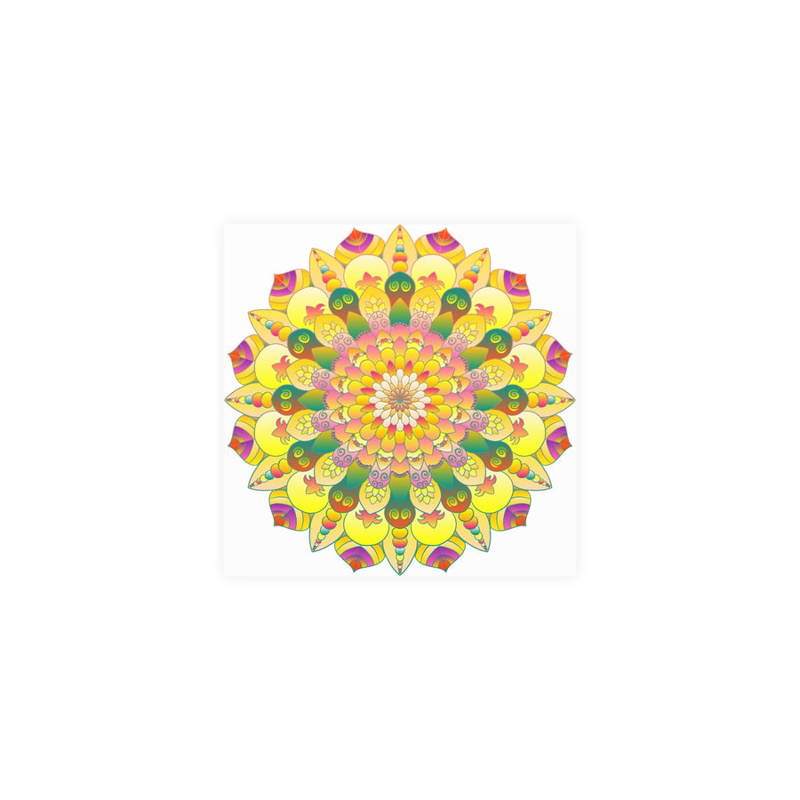 Vibrant Yellow & Pink Mandala Art Print Poster - Blululi