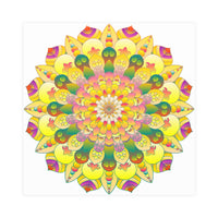 Vibrant Yellow & Pink Mandala Art Print Poster - Blululi