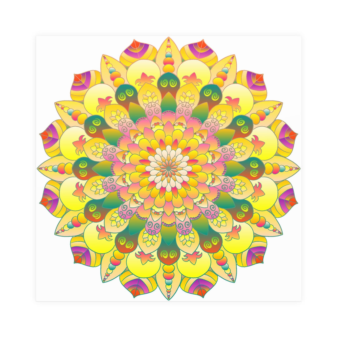 Vibrant Yellow & Pink Mandala Art Print Poster - Blululi