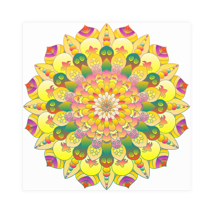 Vibrant Yellow & Pink Mandala Art Print Poster - Blululi