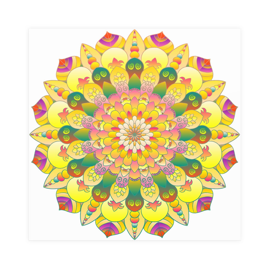 Vibrant Yellow & Pink Mandala Art Print Poster - Blululi