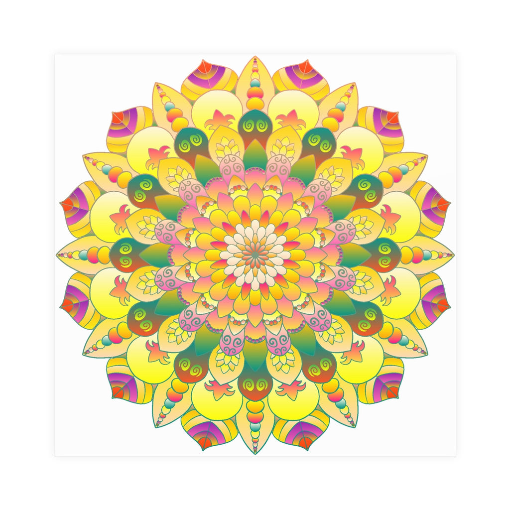 Vibrant Yellow & Pink Mandala Art Print Poster - Blululi