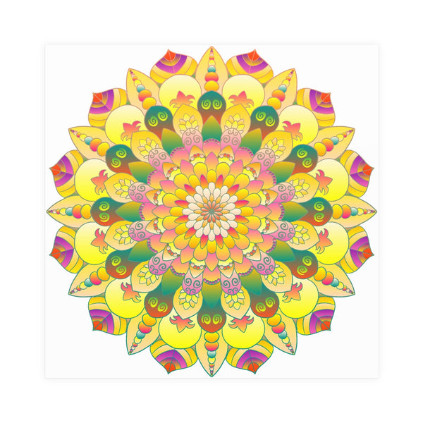 Vibrant Yellow & Pink Mandala Art Print Poster - Blululi