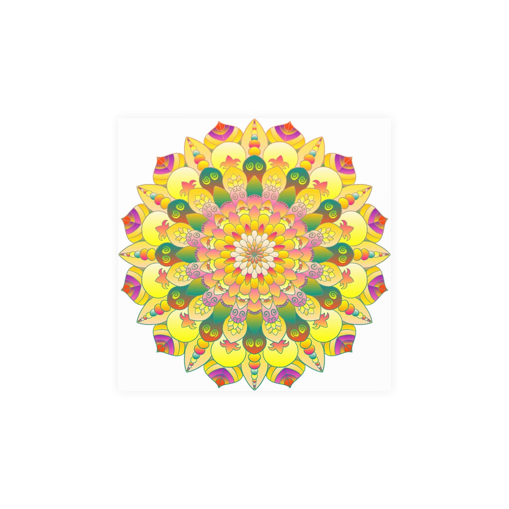 Vibrant Yellow & Pink Mandala Art Print Poster - Blululi