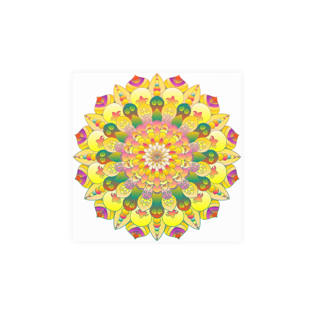 Vibrant Yellow & Pink Mandala Art Print Poster - Blululi