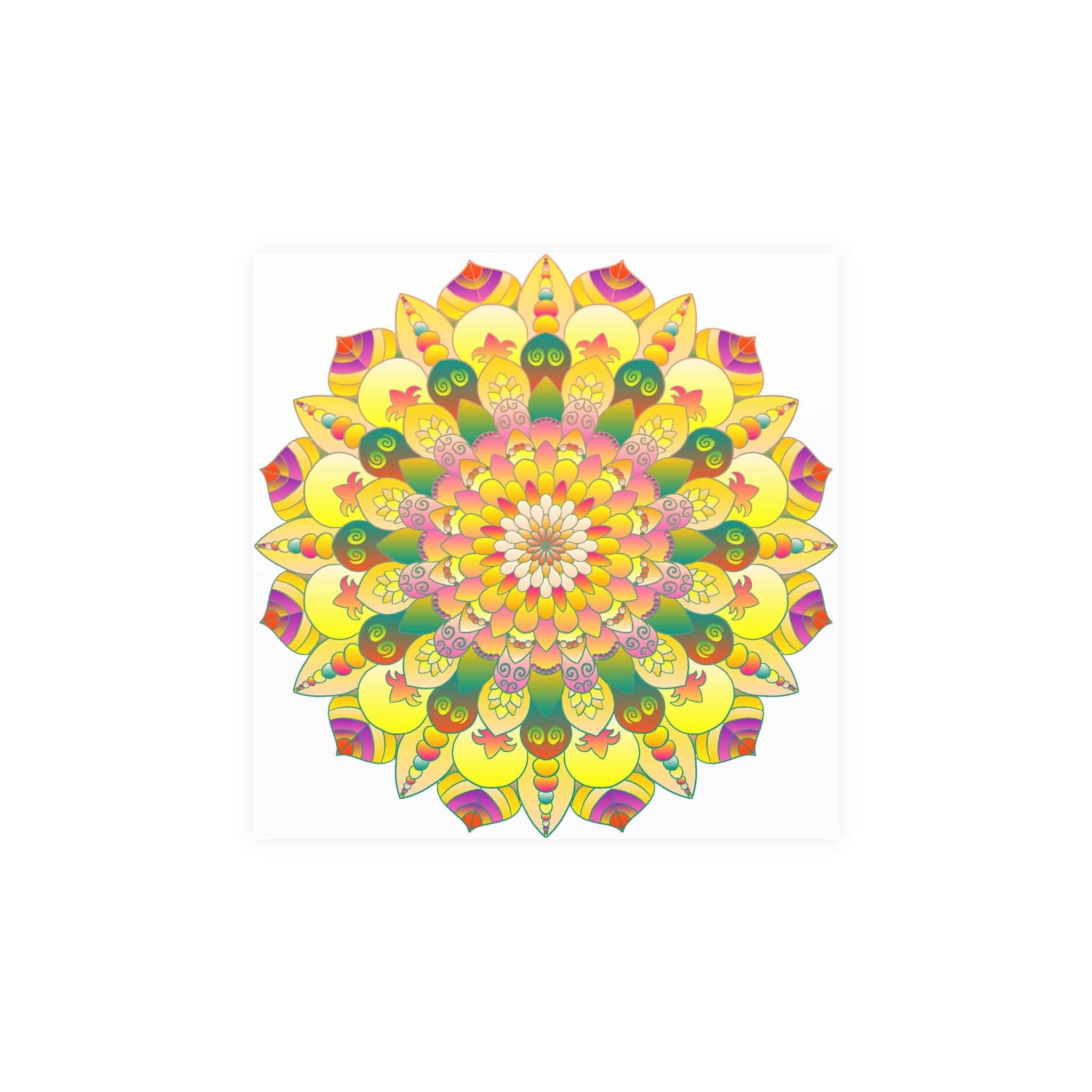 Vibrant Yellow & Pink Mandala Art Print Poster - Blululi