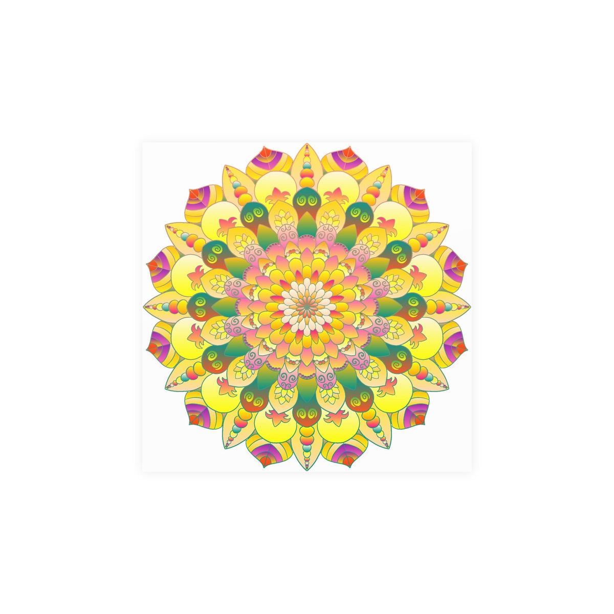 Vibrant Yellow & Pink Mandala Art Print Poster - Blululi