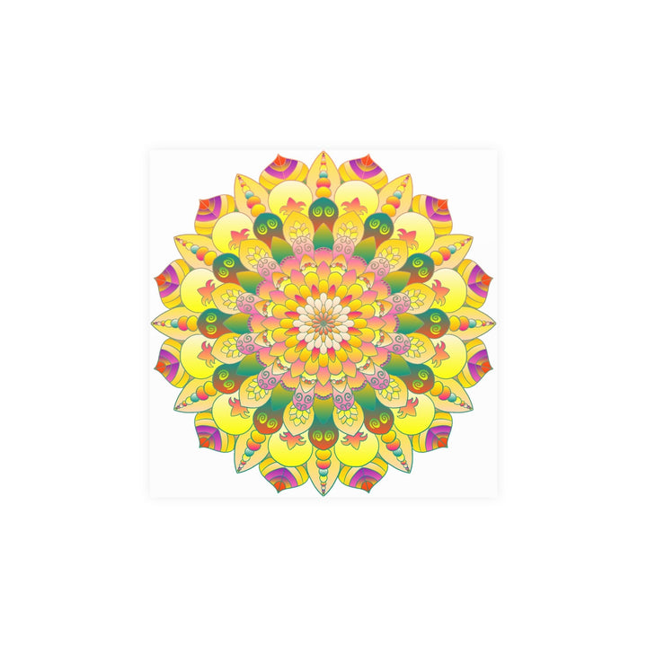 Vibrant Yellow & Pink Mandala Art Print Poster - Blululi