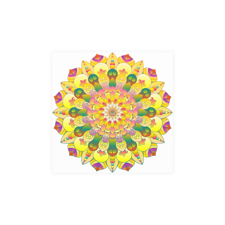 Vibrant Yellow & Pink Mandala Art Print Poster - Blululi