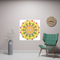 Vibrant Yellow & Pink Mandala Art Print Poster - Blululi