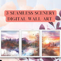 Watercolor Wall Art - Autumn Trilogy Scenery - A1 to A4 digital download - Blululi