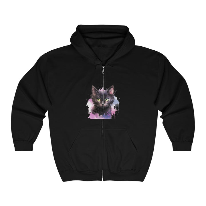 Whimsical Black Cat Watercolor Hoodie Hoodie - Blululi