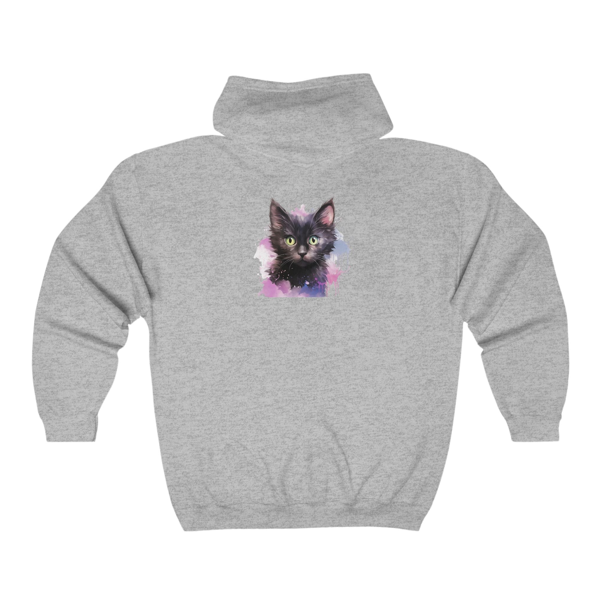 Whimsical Black Cat Watercolor Hoodie Hoodie - Blululi