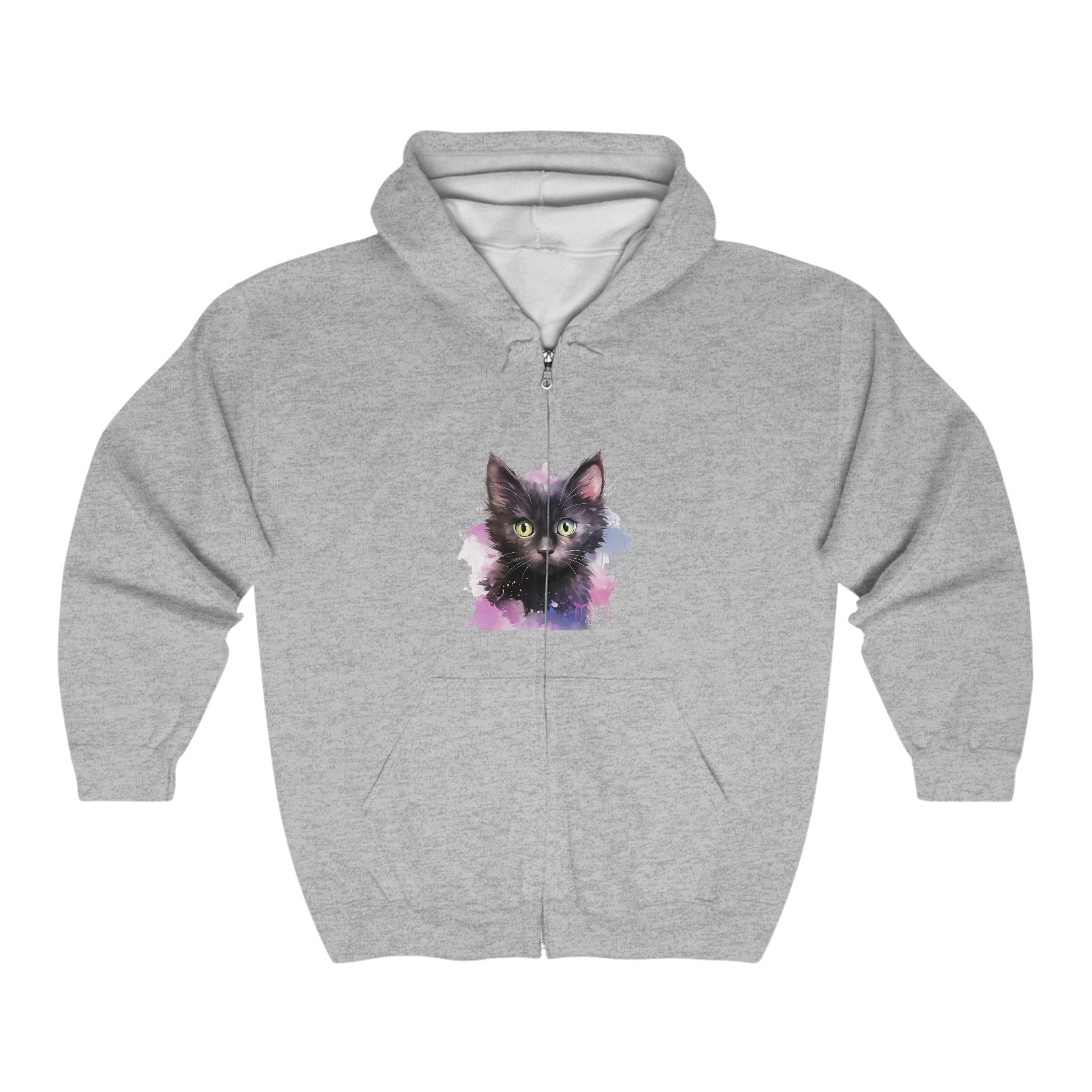 Whimsical Black Cat Watercolor Hoodie Hoodie - Blululi