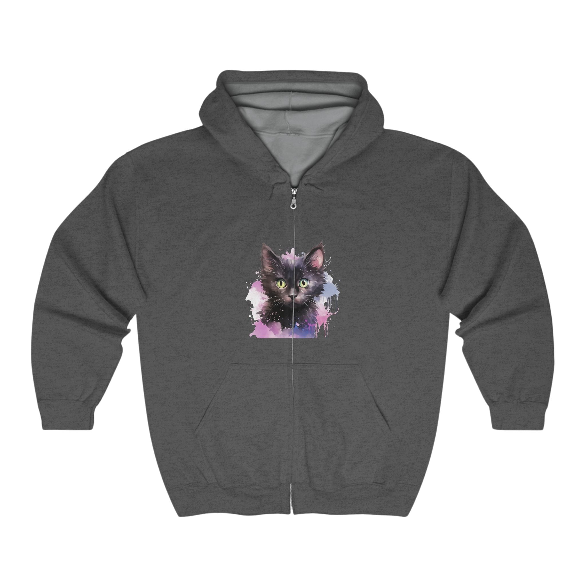 Whimsical Black Cat Watercolor Hoodie Hoodie - Blululi