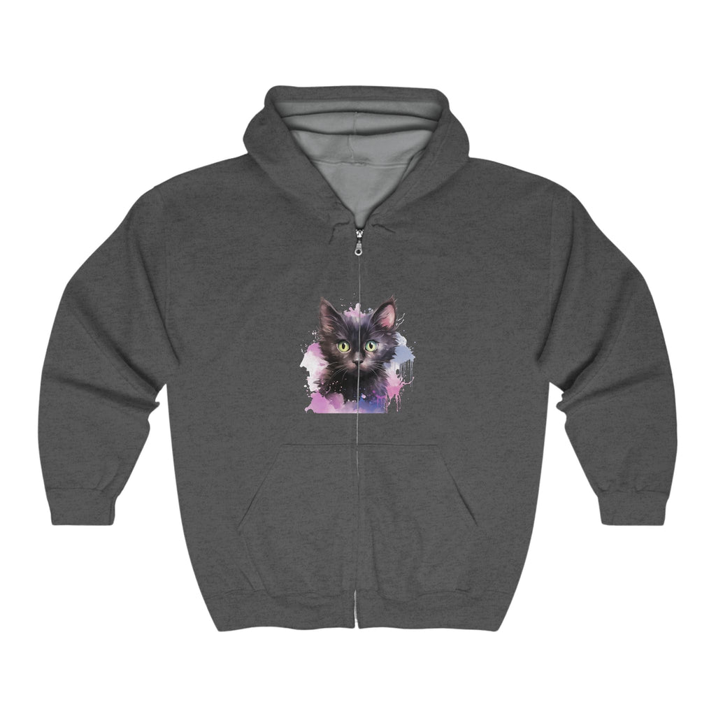 Whimsical Black Cat Watercolor Hoodie Hoodie - Blululi