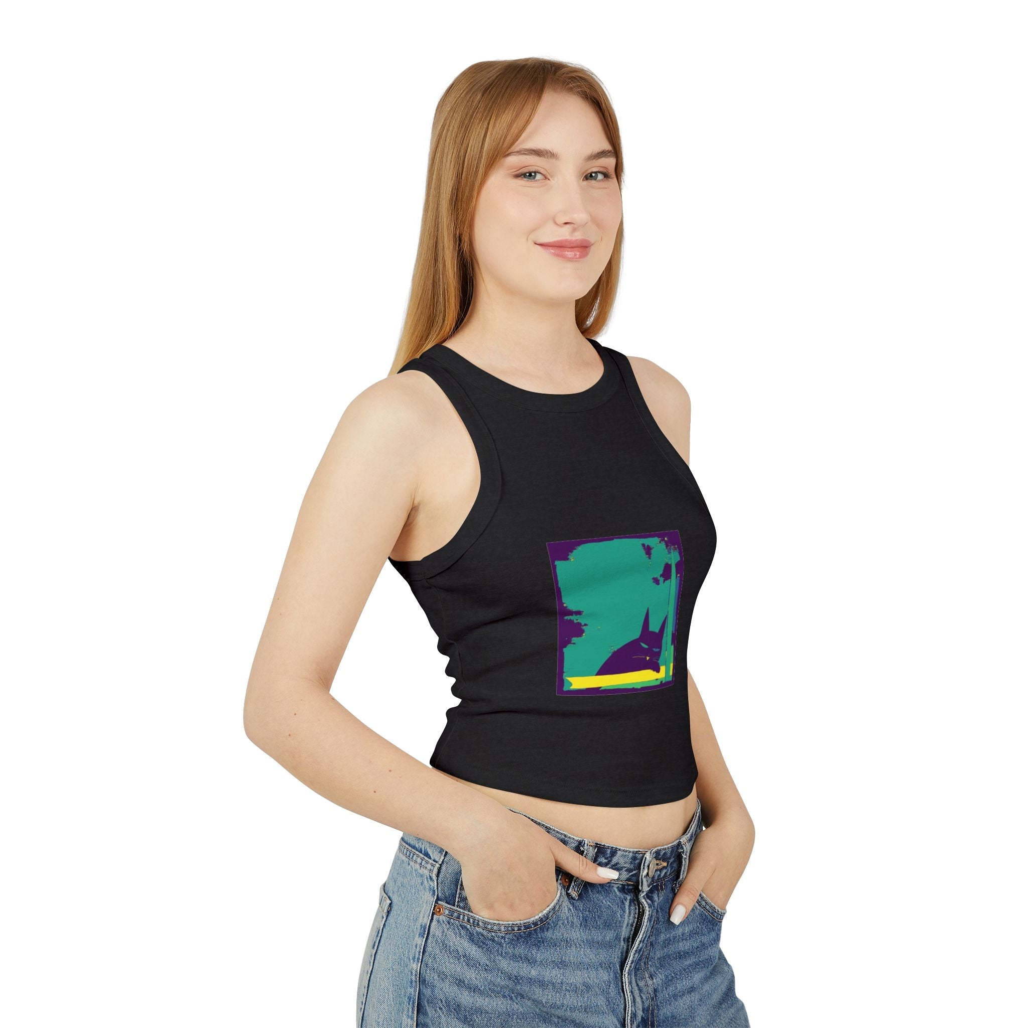 Whimsical Black Cat Watercolor Racerback Tank Top Tank Top - Blululi