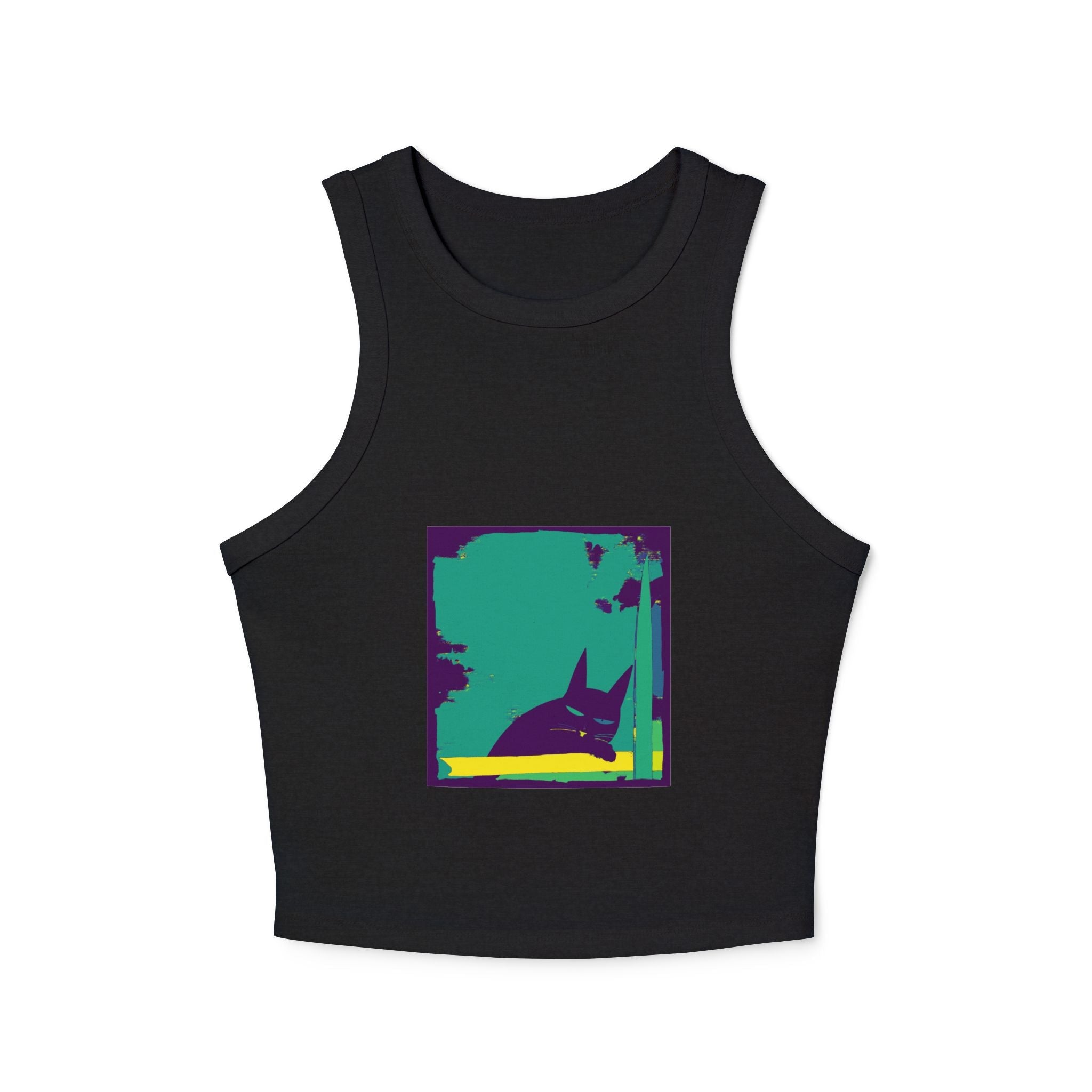 Whimsical Black Cat Watercolor Racerback Tank Top Tank Top - Blululi