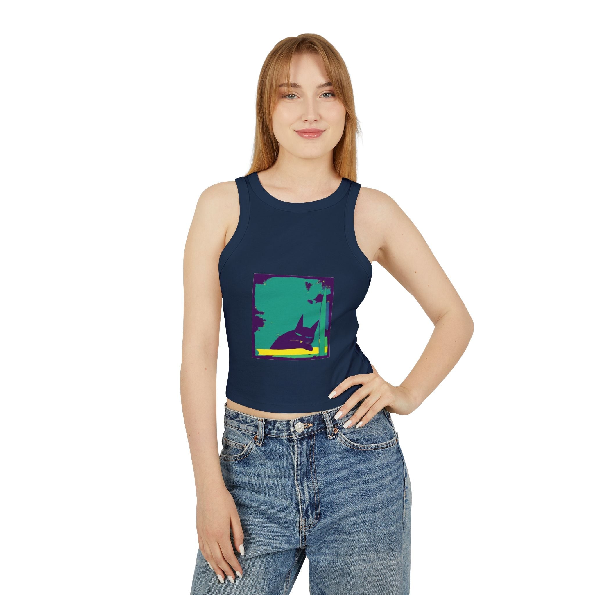 Whimsical Black Cat Watercolor Racerback Tank Top Tank Top - Blululi