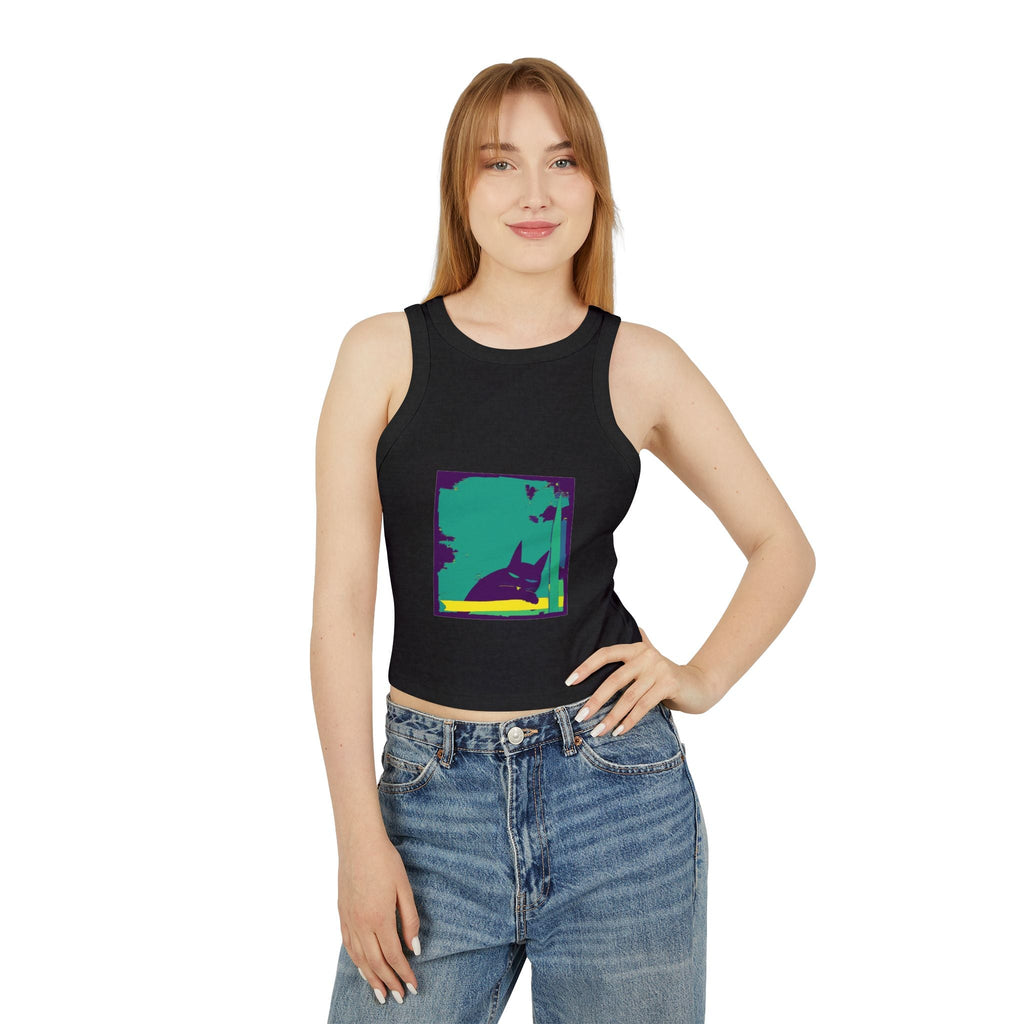 Whimsical Black Cat Watercolor Racerback Tank Top Tank Top - Blululi