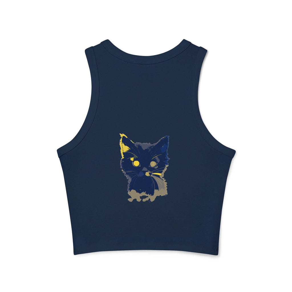 Whimsical Blue Cat Watercolor Racerback Tank Top Tank Top - Blululi