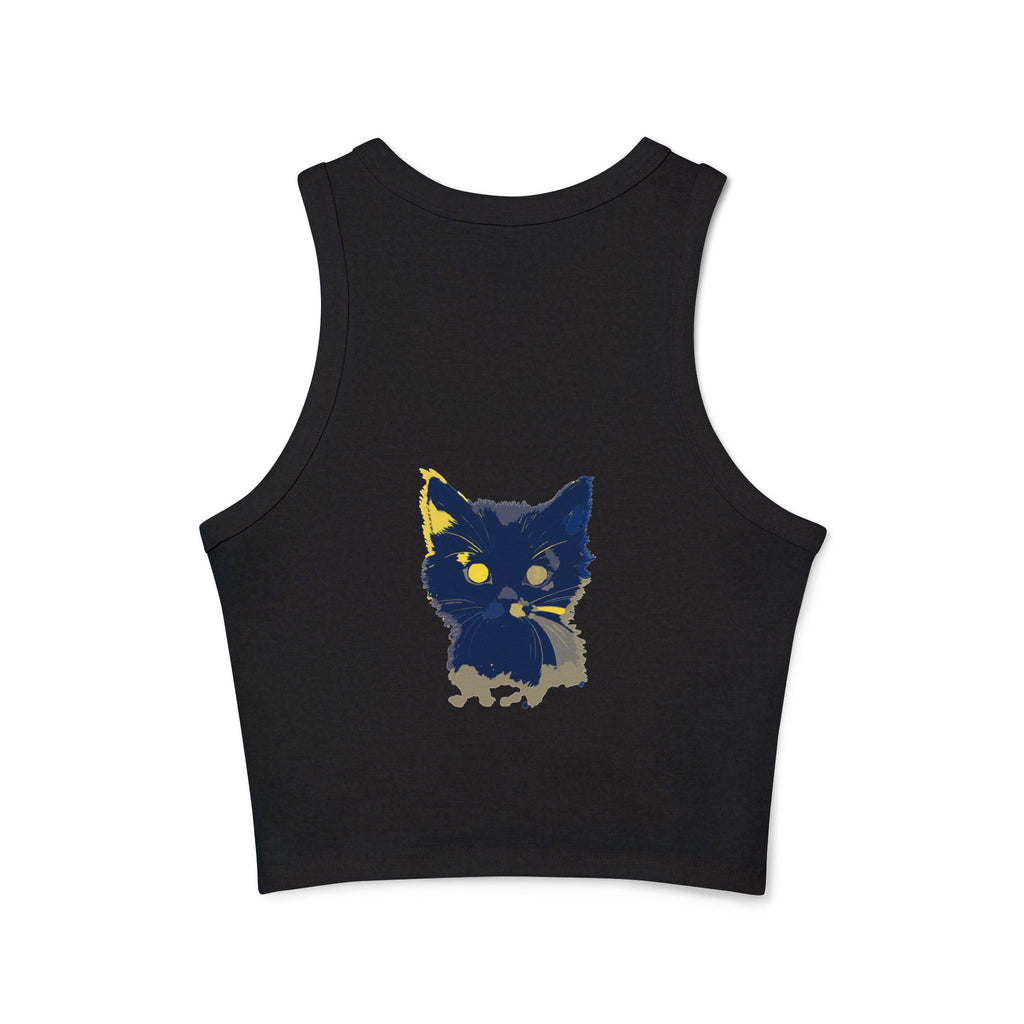 Whimsical Blue Cat Watercolor Racerback Tank Top Tank Top - Blululi