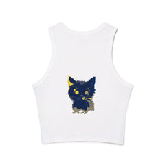 Whimsical Blue Cat Watercolor Racerback Tank Top Tank Top - Blululi