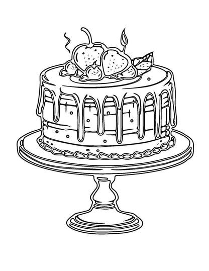 Whimsical Cakes Coloring Pages: Fun and Creative Designs - Printable PDF digital download - Blululi