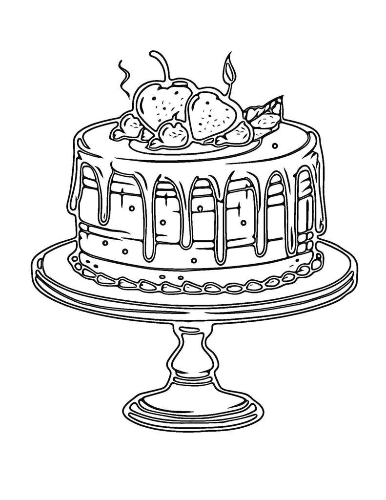 Whimsical Cakes Coloring Pages: Fun and Creative Designs - Printable PDF digital download - Blululi