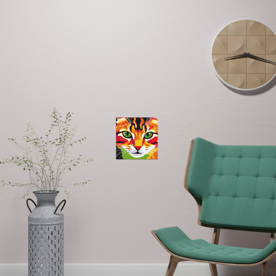 Whimsical Cat Portrait - Colorful Animal Art Poster Poster - Blululi