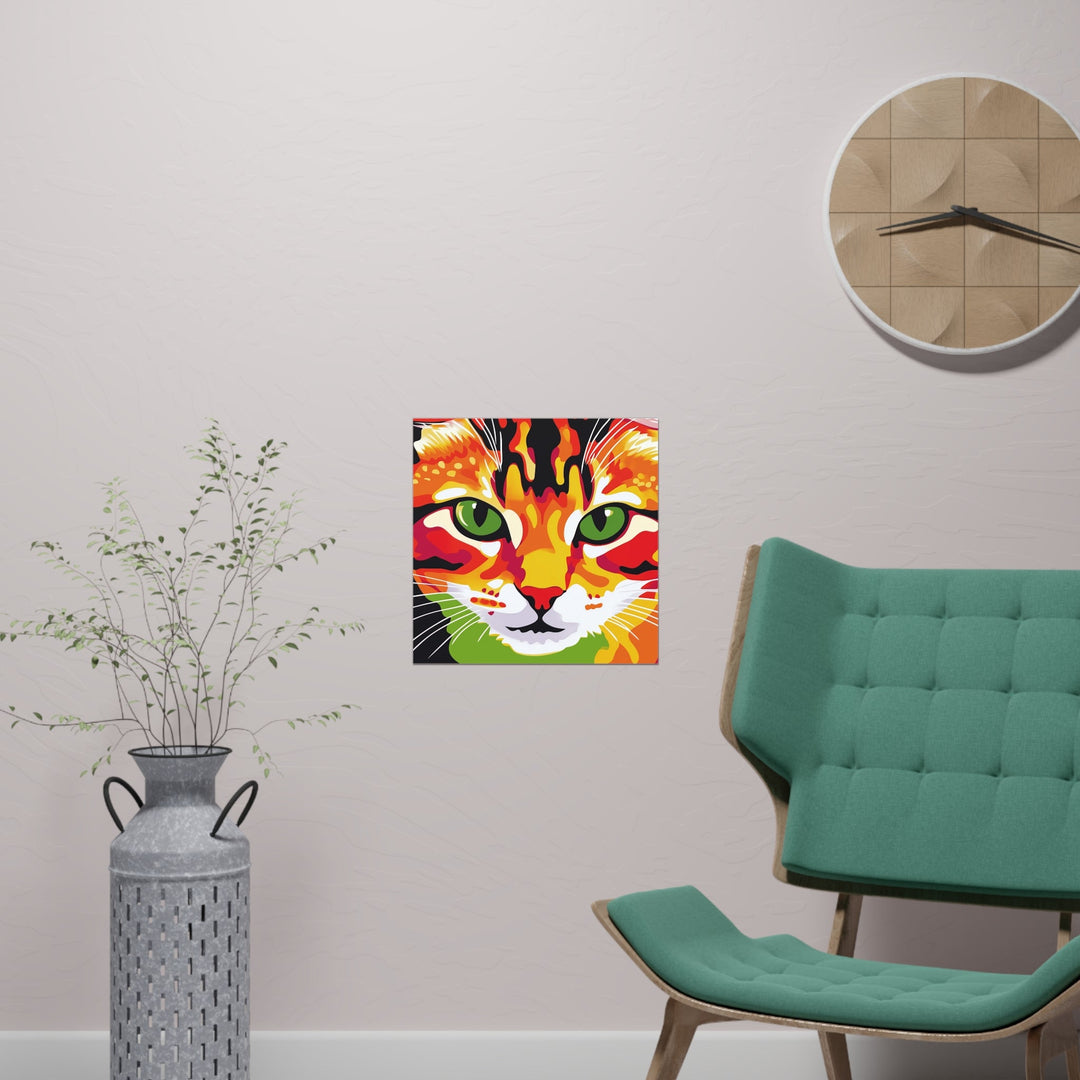 Whimsical Cat Portrait - Colorful Animal Art Poster Poster - Blululi