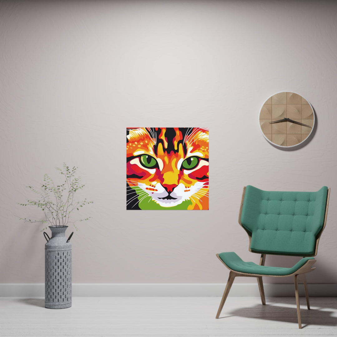 Whimsical Cat Portrait - Colorful Animal Art Poster Poster - Blululi