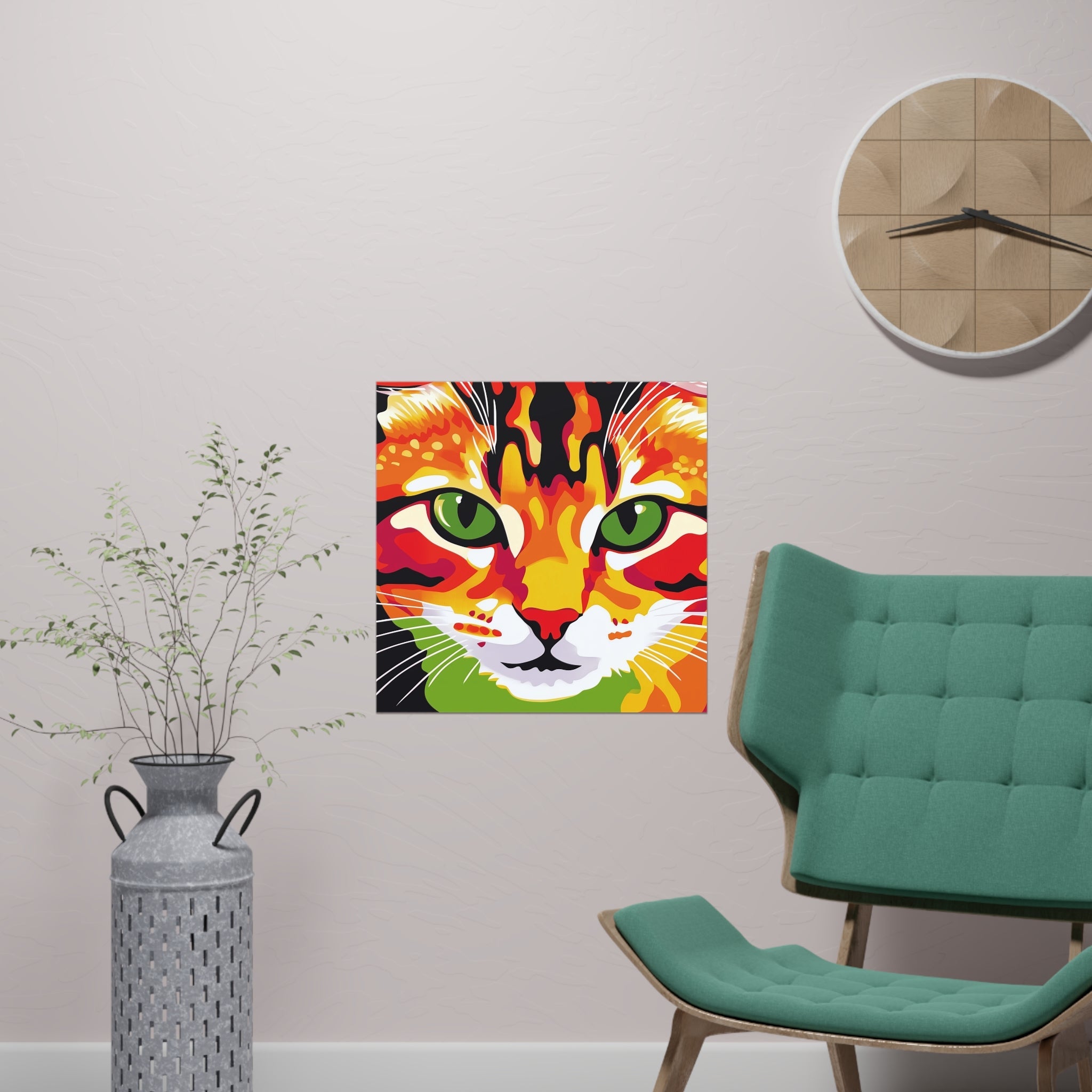 Whimsical Cat Portrait - Colorful Animal Art Poster Poster - Blululi