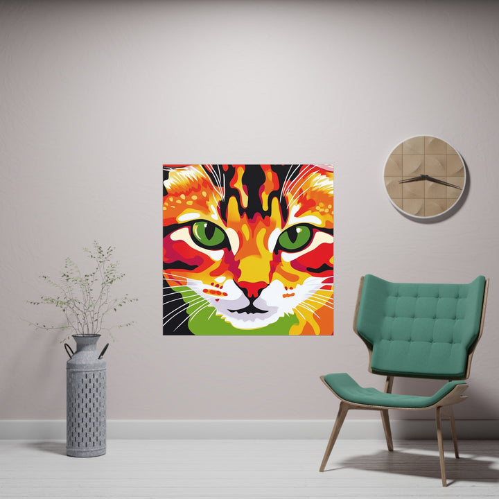 Whimsical Cat Portrait - Colorful Animal Art Poster Poster - Blululi