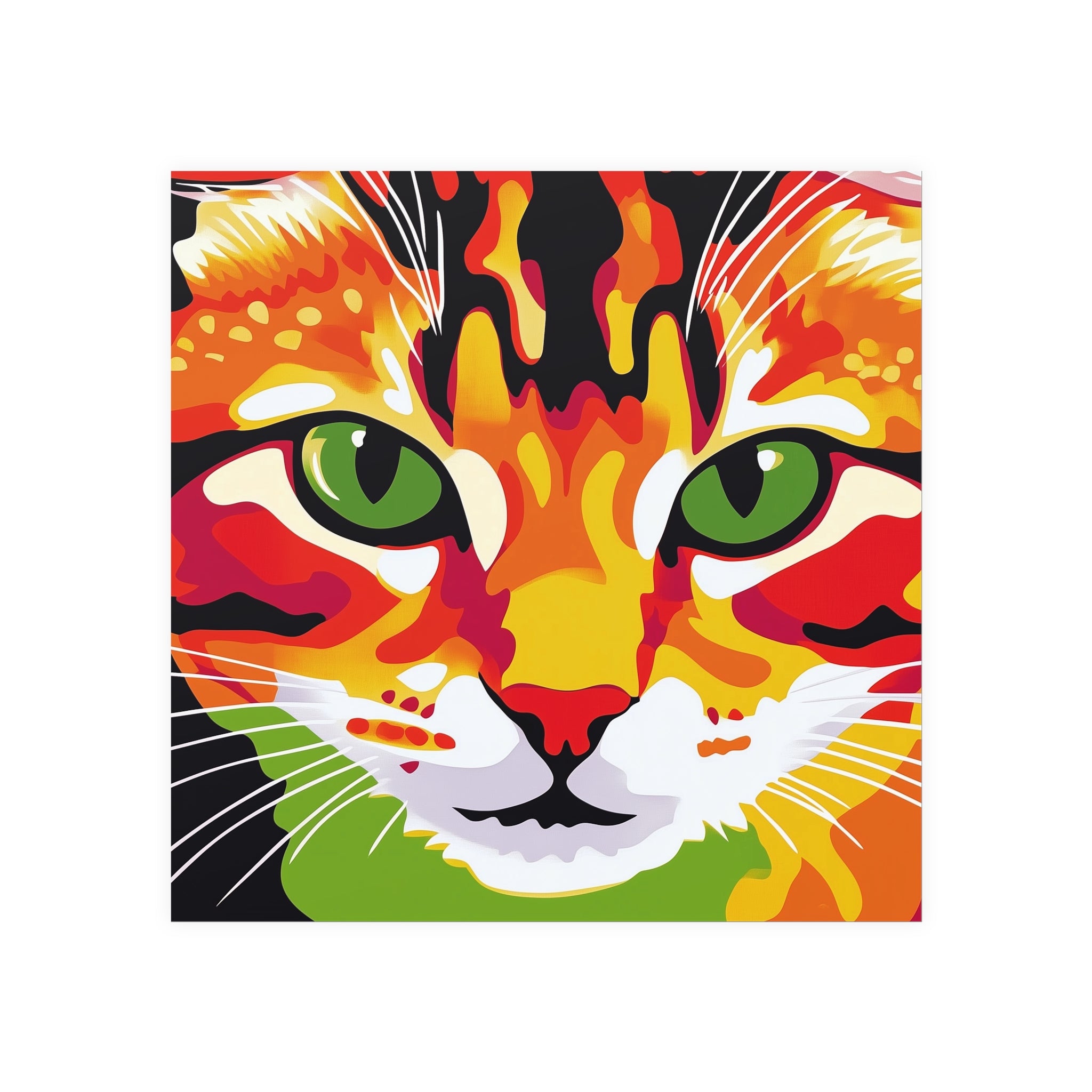 Whimsical Cat Portrait - Colorful Animal Art Poster Poster - Blululi