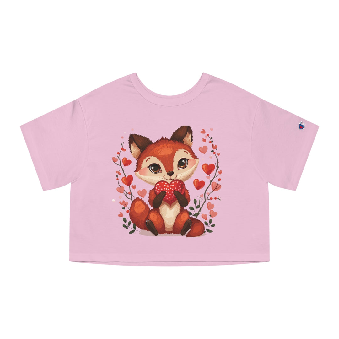 Women Cropped T - Shirt | Loveable Fox Valentines Day gift for Her | Cute Animals | Love Hearts - Blululi