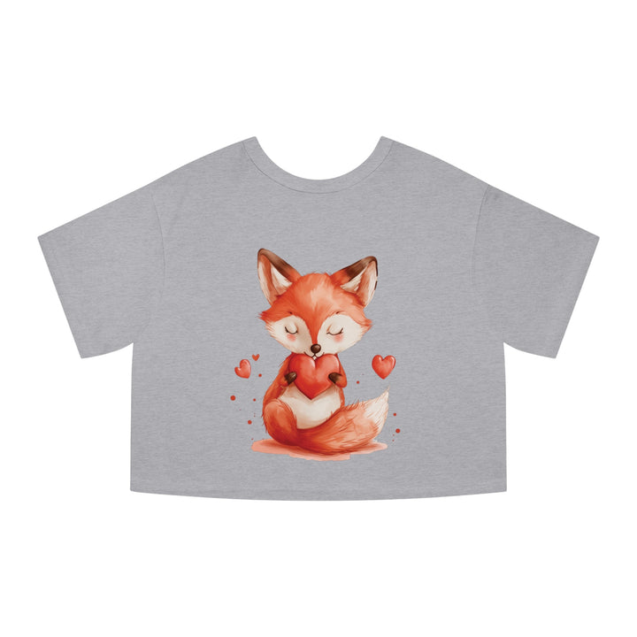 Women Cropped T - Shirt | Loveable Fox Valentines Day gift for Her | Cute Animals | Love Hearts - Blululi