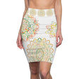 Women's Pencil Skirt with Hand - Drawn Mandala Design - Gold, Green & Red - Blululi All Over Prints - Blululi