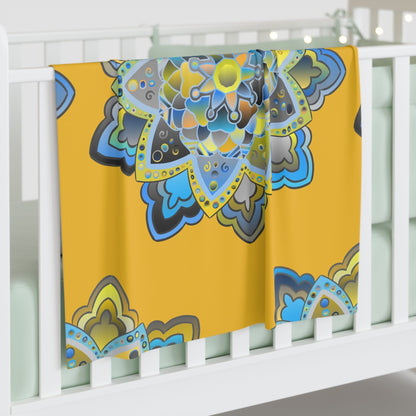 Yellow Mandala Baby Swaddle Blanket - Soft Jersey Polyester - Blululi