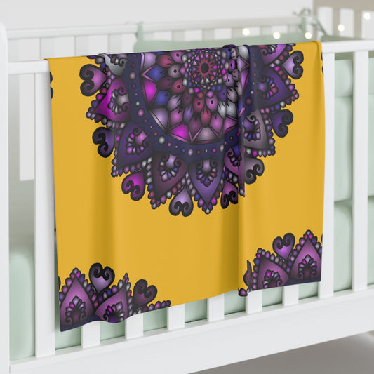 Yellow Mandala Baby Swaddle Blanket - Soft Jersey Polyester - Blululi